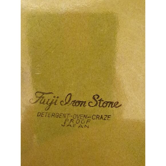 Fuji Iron Stone Chop Plate 10" Made in Japan Moss Green Textured Pattern Vintage - Picture 15 of 15